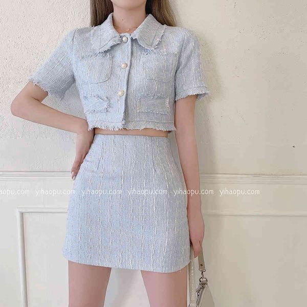 skirt summer clothes women tweed pieces sleeves harvest short elegant women's piece together, Black
skirt summer clothes women tweed pieces sleeves harvest short elegant women's piece together, Black