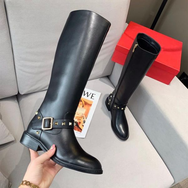 boots long winter women shoes genuine leather knee-high belt buckle rivets designer zipper botas de mujer size 35-41, Black
boots long winter women shoes genuine leather knee-high belt buckle rivets designer zipper botas de mujer size 35-41, Black