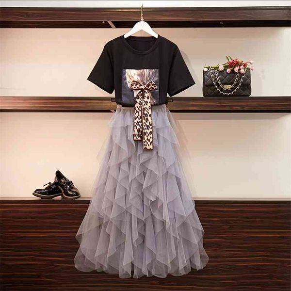 two piece set women leopard printed bow tshirts + elastic waist irregular mesh long skirts 2 pieces clothing sets clothes suits 210514, White
two piece set women leopard printed bow tshirts + elastic waist irregular mesh long skirts 2 pieces clothing sets clothes suits 210514, White