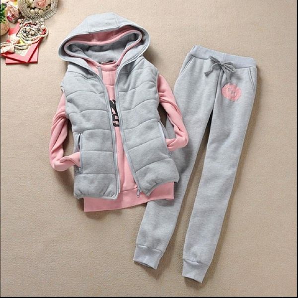 womens tracksuits selling sweatshirt vest pants 3 pieces set plus velvet thickening size casual nice suit wholesale, Gray
womens tracksuits selling sweatshirt vest pants 3 pieces set plus velvet thickening size casual nice suit wholesale, Gray