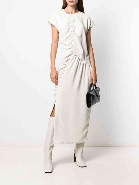 toteme 2022 summer new casual short-sleeved dress pleated asymmetric design hem long skirt women, Black;white
toteme 2022 summer new casual short-sleeved dress pleated asymmetric design hem long skirt women, Black;white