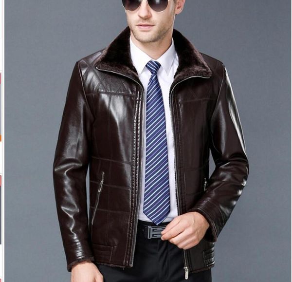 men's fur & faux s-3xl one piece leather jacket middle-aged plus velvet thick sheep autumn and winter clothes, Black
men's fur & faux s-3xl one piece leather jacket middle-aged plus velvet thick sheep autumn and winter clothes, Black