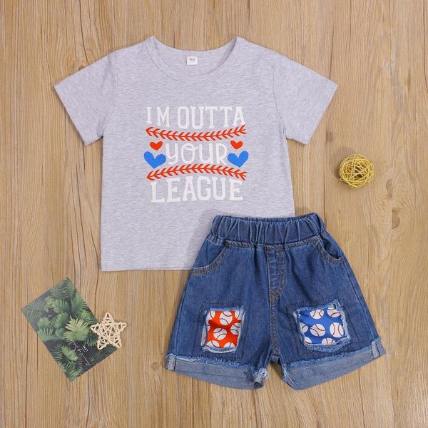 clothing sets 2pcs little girls outfit, toddlers round collar short sleeve letter heart + baseball printing splicing ripped denim shorts, White
clothing sets 2pcs little girls outfit, toddlers round collar short sleeve letter heart + baseball printing splicing ripped denim shorts, White
