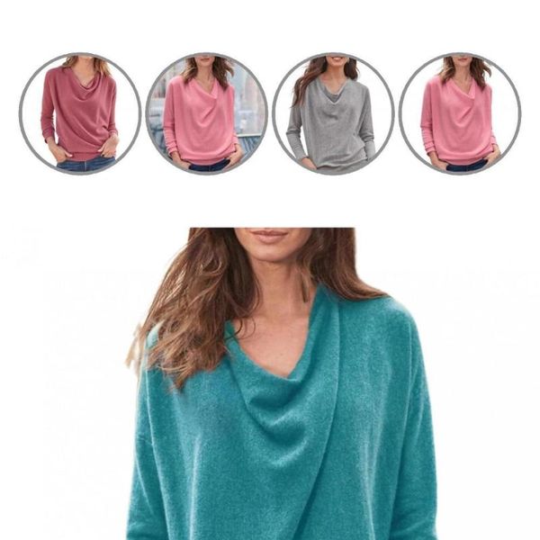 women's blouses & shirts autumn casual cowl neck long sleeve blouse women all match for daily wear, White
women's blouses & shirts autumn casual cowl neck long sleeve blouse women all match for daily wear, White