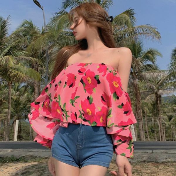 women's blouses & shirts jlong summer off shoulder women sweet shirt female short, White
women's blouses & shirts jlong summer off shoulder women sweet shirt female short, White