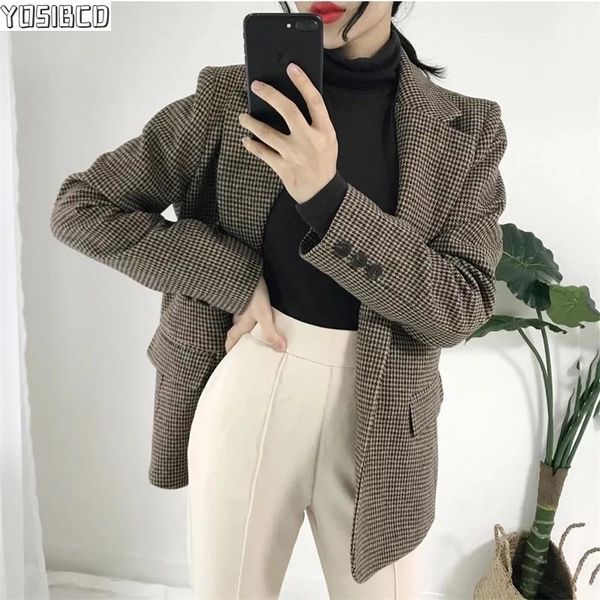 women fashion office wear blazers coat vintage long sleeve pockets female outerwear chic women's wool & blends, Black
women fashion office wear blazers coat vintage long sleeve pockets female outerwear chic women's wool & blends, Black