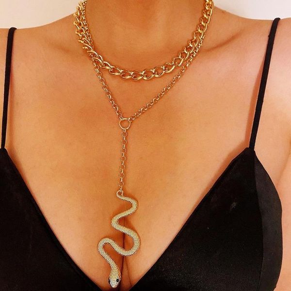 chains punk layered multi- snake zircon pendant necklace set chunky thick cuban link choker necklaces for women jewelry, Silver
chains punk layered multi- snake zircon pendant necklace set chunky thick cuban link choker necklaces for women jewelry, Silver