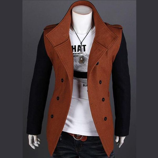 men's trench coats 2021 fashion autumn winter casual slim fit patchwork double-breasted coat casaco masculino, Tan;black
men's trench coats 2021 fashion autumn winter casual slim fit patchwork double-breasted coat casaco masculino, Tan;black