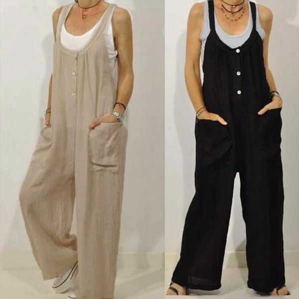 solid color buttons pockets women rompers cotton linen bib overall dungarees womens clothing, Black;white
solid color buttons pockets women rompers cotton linen bib overall dungarees womens clothing, Black;white