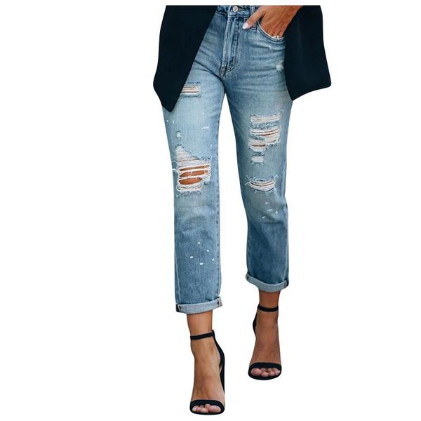women's jeans casual high waist ladies denim trousers summer fashion ripped hole long straight pants 2021 solid women streetwear #t2g, Blue
women's jeans casual high waist ladies denim trousers summer fashion ripped hole long straight pants 2021 solid women streetwear #t2g, Blue