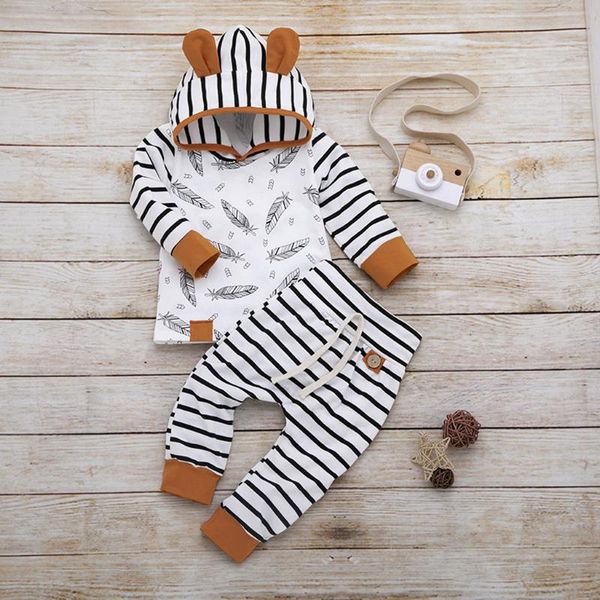 clothing sets born baby girl boy hooded t shirt feather striped pants clothes set long sleeve bodysuits toddler, White
clothing sets born baby girl boy hooded t shirt feather striped pants clothes set long sleeve bodysuits toddler, White
