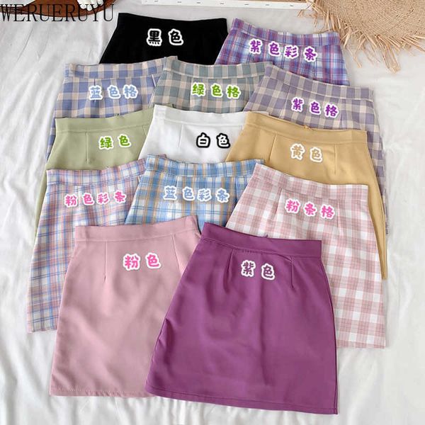 werueruyu plaid summer women skirt high waist stitching student pleated skirts women cute sweet girls dance mini skirt 210608, Black
werueruyu plaid summer women skirt high waist stitching student pleated skirts women cute sweet girls dance mini skirt 210608, Black