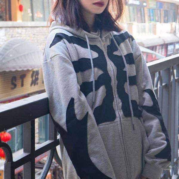 women's jackets zip-up y2k harajuku gothic hoodies korean style loose skull print grunge zipped hooded coat oversized retro sweatshirt, Black;brown
women's jackets zip-up y2k harajuku gothic hoodies korean style loose skull print grunge zipped hooded coat oversized retro sweatshirt, Black;brown