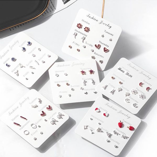 stud 7 pairs of one week earring set for students korean fashion earrings women, Golden;silver
stud 7 pairs of one week earring set for students korean fashion earrings women, Golden;silver
