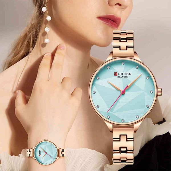 

curren brand women watch fashion design analog quartz watches women's dress bracelet clock ladies simple girl wrist watches 210517, Slivery;brown