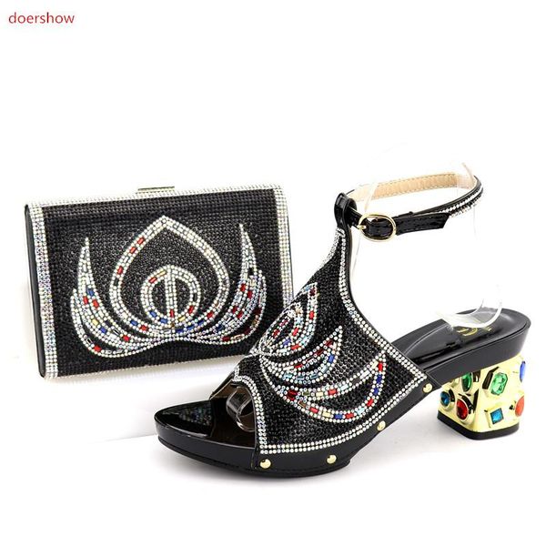 doershow amazing italian design silver shoes and bag set with stones fashion sandals purse for evening party qv1-13 dress, Black
doershow amazing italian design silver shoes and bag set with stones fashion sandals purse for evening party qv1-13 dress, Black