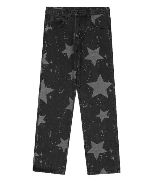 men's high street star printed jeans fashion wide leg denim pants retro loose casual trousers ym, Blue
men's high street star printed jeans fashion wide leg denim pants retro loose casual trousers ym, Blue