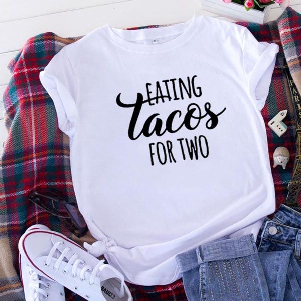 women's t-shirt eating tacos for two t shirt women short sleeve cotton tshirts o-neck loose tee femme harajuku camisetas mujer top, White
women's t-shirt eating tacos for two t shirt women short sleeve cotton tshirts o-neck loose tee femme harajuku camisetas mujer top, White