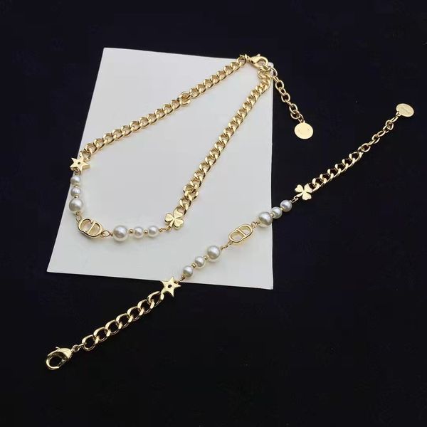 luxury designer fashion d home / 21 cd letter star necklace temperament baita pearl bracelet, Red;brown
luxury designer fashion d home / 21 cd letter star necklace temperament baita pearl bracelet, Red;brown