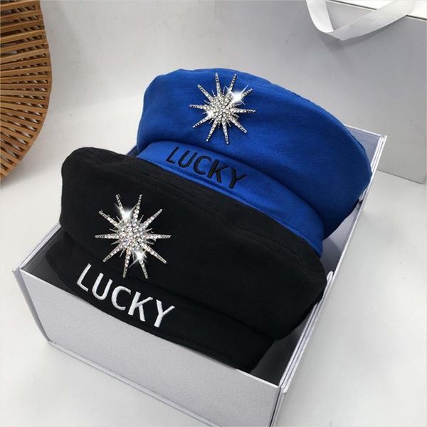 lucky beret cap fashion women casual cotton hat for big diamond autumn winter retro beanie caps, Blue;gray
lucky beret cap fashion women casual cotton hat for big diamond autumn winter retro beanie caps, Blue;gray
