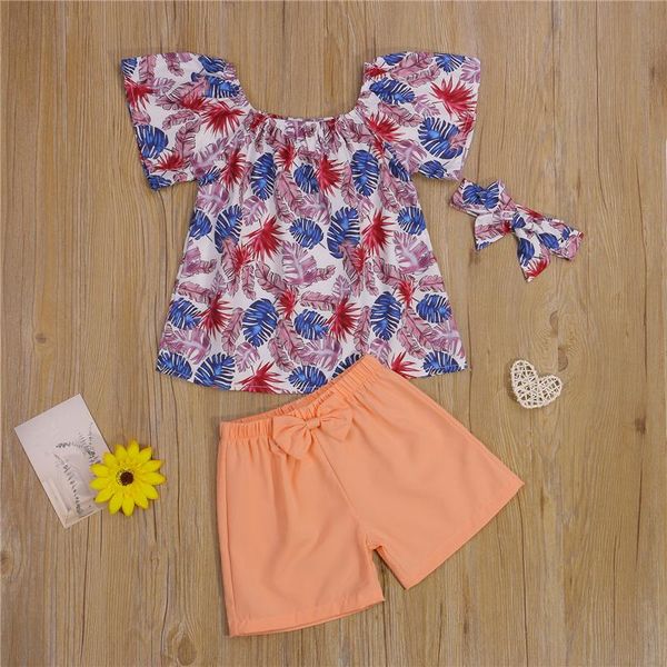 clothing sets 3pcs little girls outfit, summer creative leaves printing round collar short sleeve + solid color shorts bow headwear, White
clothing sets 3pcs little girls outfit, summer creative leaves printing round collar short sleeve + solid color shorts bow headwear, White