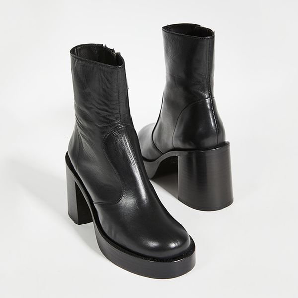 boots womans ankle black leather round toe zipper 9cm high heels platform footwear elegant handmade shoes gxes
boots womans ankle black leather round toe zipper 9cm high heels platform footwear elegant handmade shoes gxes