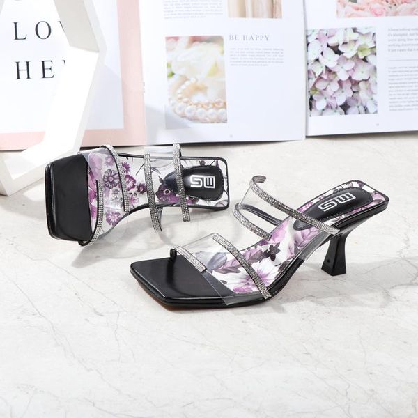 sandals rhinestone women sandal middle thin heel 2021 summer fashion fairy style outside wear slippers one line open toe shoes, Black
sandals rhinestone women sandal middle thin heel 2021 summer fashion fairy style outside wear slippers one line open toe shoes, Black