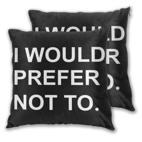 throw pillows case i would prefer not to. (zizek bartleby) sofa decorative pillow cushions cover cushion/decorative
throw pillows case i would prefer not to. (zizek bartleby) sofa decorative pillow cushions cover cushion/decorative
