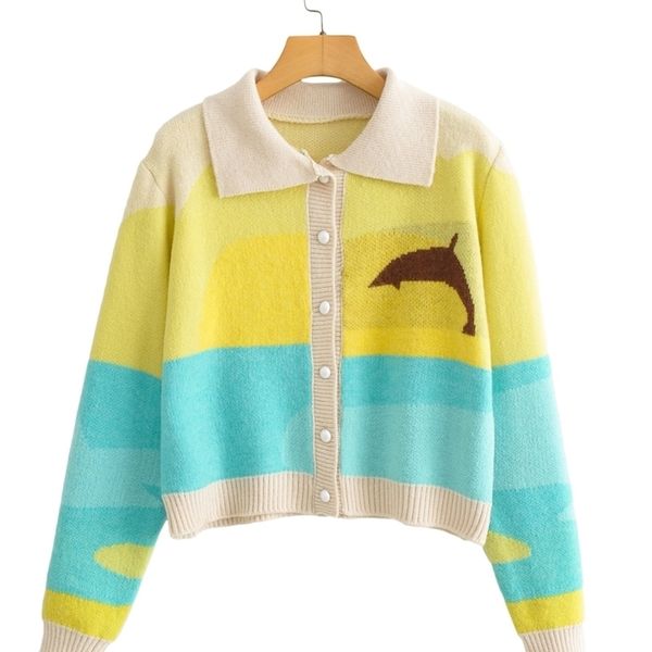 hsa winter fall european and american summer wind women's dolphin printing knitted sweater jacquard cardigan 9727 210716, White;black
hsa winter fall european and american summer wind women's dolphin printing knitted sweater jacquard cardigan 9727 210716, White;black