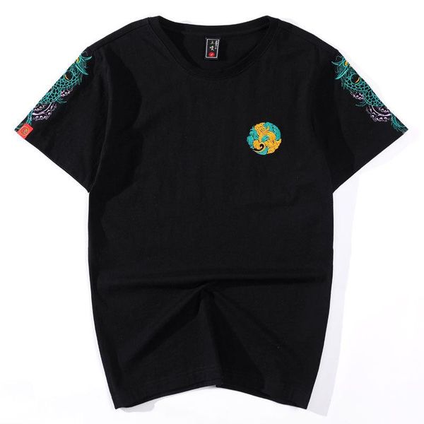 men's t-shirts chinese style embroidery luxury oversized loose short sleeve tees summer high-quality cotton fashion casual boutique t s, White;black
men's t-shirts chinese style embroidery luxury oversized loose short sleeve tees summer high-quality cotton fashion casual boutique t s, White;black
