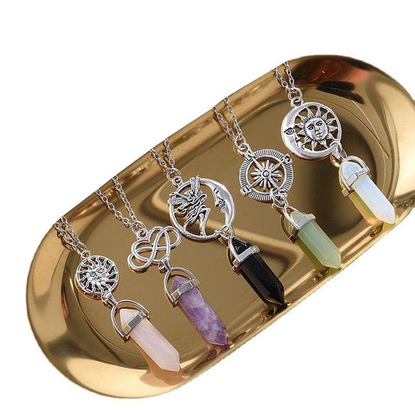 pendant necklaces purple fluorite necklace crystal women natural gem stone quartz hexagonal pendulum reiki chakra pendulo choker, Silver
pendant necklaces purple fluorite necklace crystal women natural gem stone quartz hexagonal pendulum reiki chakra pendulo choker, Silver