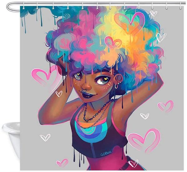 african women colorful cartoon afro hair girl with heart print american decor fabric shower curtain curtains
african women colorful cartoon afro hair girl with heart print american decor fabric shower curtain curtains