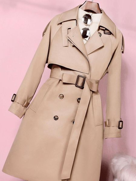 women's trench coats windbreaker 2021 mid long small high end atmosphere british hepburn coat korean loose, Tan;black
women's trench coats windbreaker 2021 mid long small high end atmosphere british hepburn coat korean loose, Tan;black
