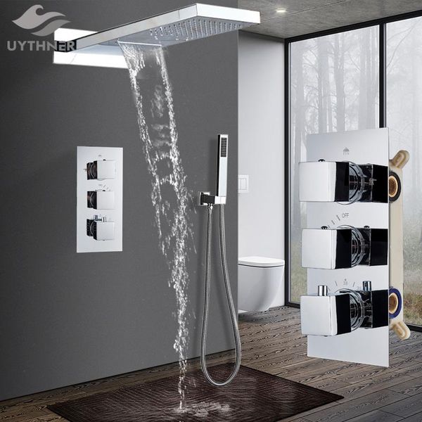 bathroom shower sets luxury waterfall rainfall faucet thermostat valve mixers wall mounted thermostatic set with handshower
bathroom shower sets luxury waterfall rainfall faucet thermostat valve mixers wall mounted thermostatic set with handshower