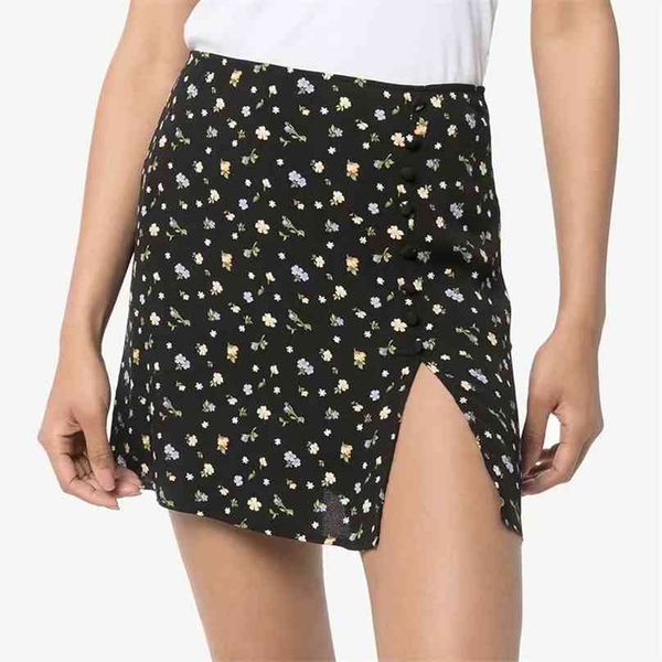 summer women flower print side slit skirt female retro fashion button decoration buttocks mini skirts 210520, Black
summer women flower print side slit skirt female retro fashion button decoration buttocks mini skirts 210520, Black
