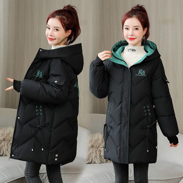 women's down & parkas m-3xl winter jacket women cotton hooded casual long parka femme loose warm padded overcoat plus size coat female, Black
women's down & parkas m-3xl winter jacket women cotton hooded casual long parka femme loose warm padded overcoat plus size coat female, Black