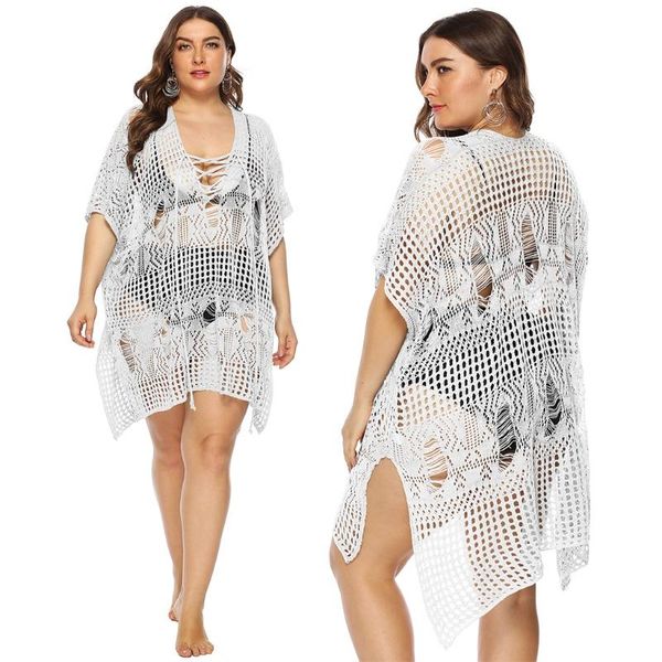 women's swimwear women plus size bathing suit swimsuit cover ups crochet see-through beach dress v-neck lace-up asymmetric beachwear, White;black
women's swimwear women plus size bathing suit swimsuit cover ups crochet see-through beach dress v-neck lace-up asymmetric beachwear, White;black