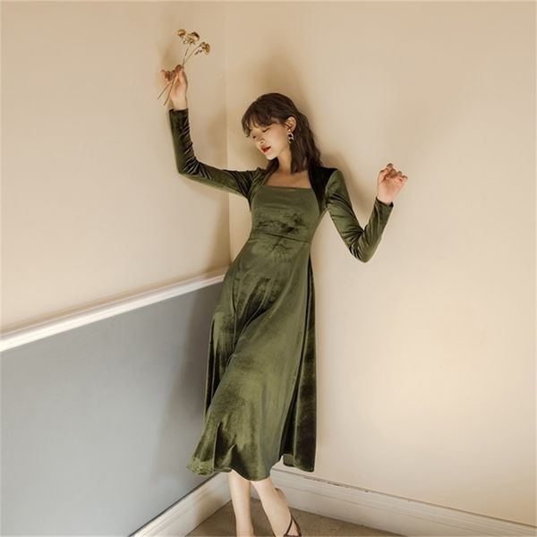 spring midi dresses women long dress elegant woman party night green velvet vintage full sleeve mid-calf strapless 210603, Black;gray
spring midi dresses women long dress elegant woman party night green velvet vintage full sleeve mid-calf strapless 210603, Black;gray