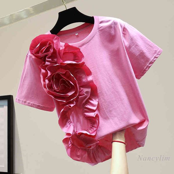 t shirt three-dimensional flower t-shirt woman summer korean style loose personality ruffled shirt camisetas de mujer, White
t shirt three-dimensional flower t-shirt woman summer korean style loose personality ruffled shirt camisetas de mujer, White