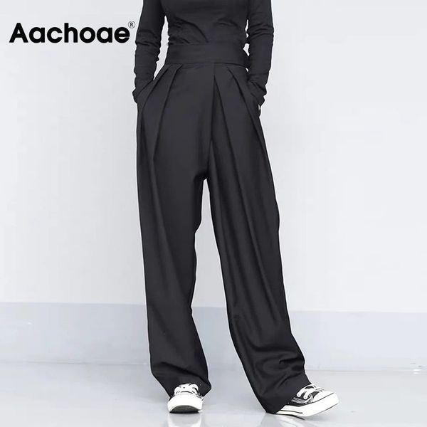 aachoae black color wide leg pants women pleated loose long trousers lady full length elegant long pants female ropa de mujer 210319, Black;white
aachoae black color wide leg pants women pleated loose long trousers lady full length elegant long pants female ropa de mujer 210319, Black;white