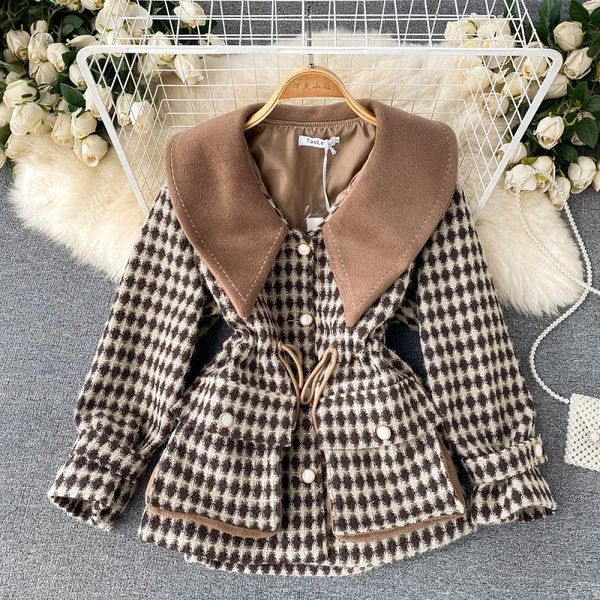 women's trench coats college style doll collar woolen coat female autumn winter short french temperament lace-up waist kk1551, Tan;black
women's trench coats college style doll collar woolen coat female autumn winter short french temperament lace-up waist kk1551, Tan;black