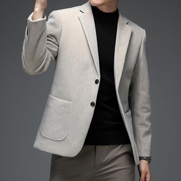 men's suits & blazers autumn winter men imitated mink wool beige black smart casual suit jacket male notched collar straight business o, White;black
men's suits & blazers autumn winter men imitated mink wool beige black smart casual suit jacket male notched collar straight business o, White;black