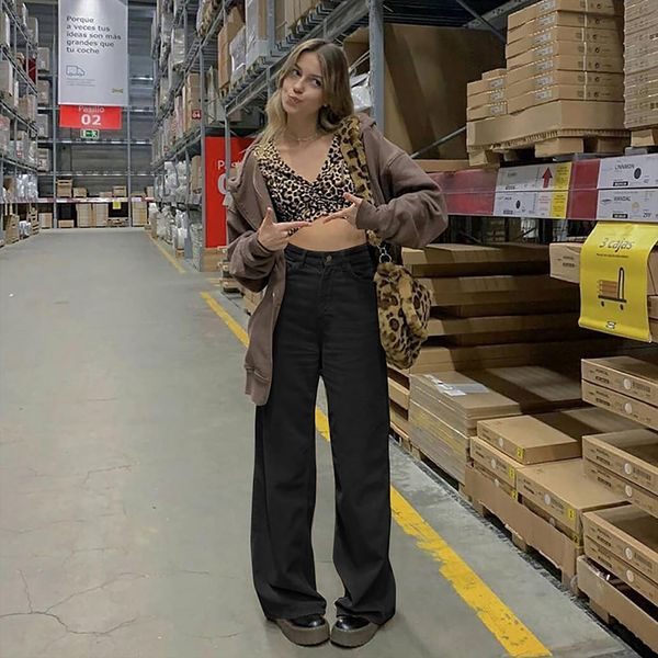 baggy denim high waist trousers womens capri vintage streetwear fashion casual plus size pocket cargo jeans pantalones, Black;white
baggy denim high waist trousers womens capri vintage streetwear fashion casual plus size pocket cargo jeans pantalones, Black;white