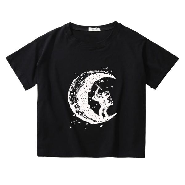 women's t-shirt astronaut moon printing women summer crop tees breathable cotton kids short sleeve casual girl o-neck, White
women's t-shirt astronaut moon printing women summer crop tees breathable cotton kids short sleeve casual girl o-neck, White