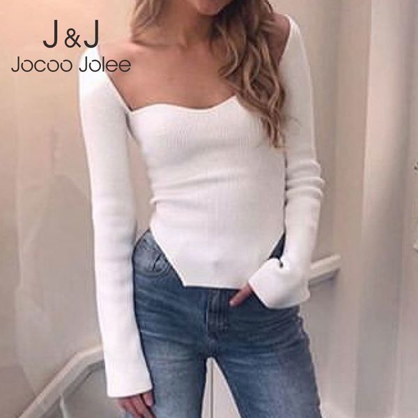 jocoo jolee full sleeve elastic high waist knitted sweater autumn women cashmere sqaure collar jumpers pullover 210518, White;black 
jocoo jolee full sleeve elastic high waist knitted sweater autumn women cashmere sqaure collar jumpers pullover 210518, White;black
