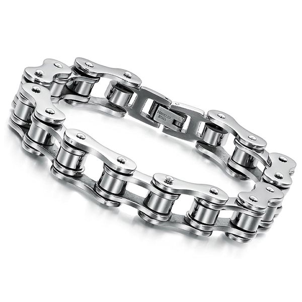 men's stainless steel motorcycle bicycle chain bracelet biker punk rock link wristband 10mm wide with velvet bag, Black
men's stainless steel motorcycle bicycle chain bracelet biker punk rock link wristband 10mm wide with velvet bag, Black