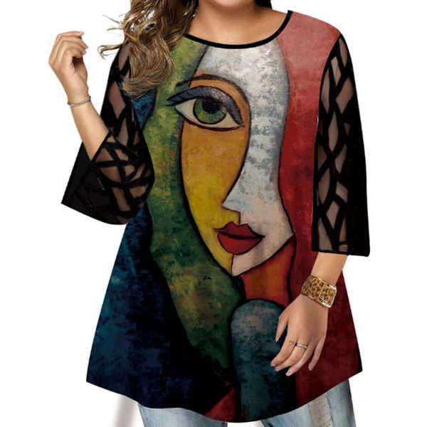 plus size t-shirt fall clothes for women loose three quarter sleeve asymmetrical tunic blouses 6xl lace mesh tunique femme, Black
plus size t-shirt fall clothes for women loose three quarter sleeve asymmetrical tunic blouses 6xl lace mesh tunique femme, Black