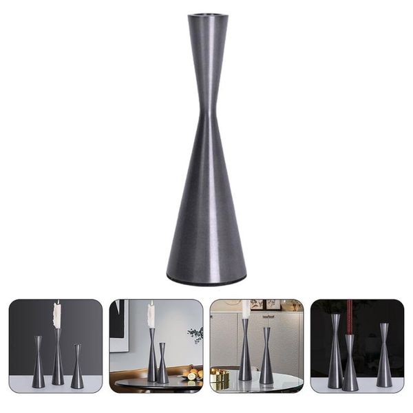 candle holders 1pc iron art candlestick slim waist shape holder (black)