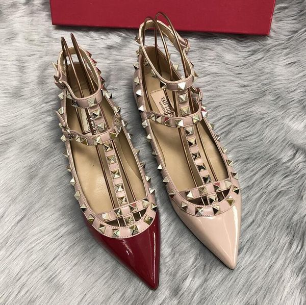 sandals luxry design women's flat pointed sandal with rivets v brand lady classics wedding patent leather spring shoes 34-4 zce5, Black
sandals luxry design women's flat pointed sandal with rivets v brand lady classics wedding patent leather spring shoes 34-4 zce5, Black