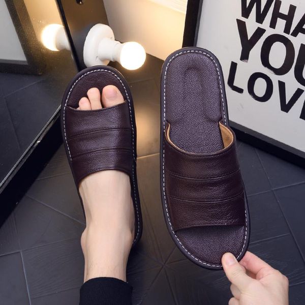 slippers leather sandals and men's women's non-slip deodorant home indoor shoes summer/spring/autumn, Black
slippers leather sandals and men's women's non-slip deodorant home indoor shoes summer/spring/autumn, Black